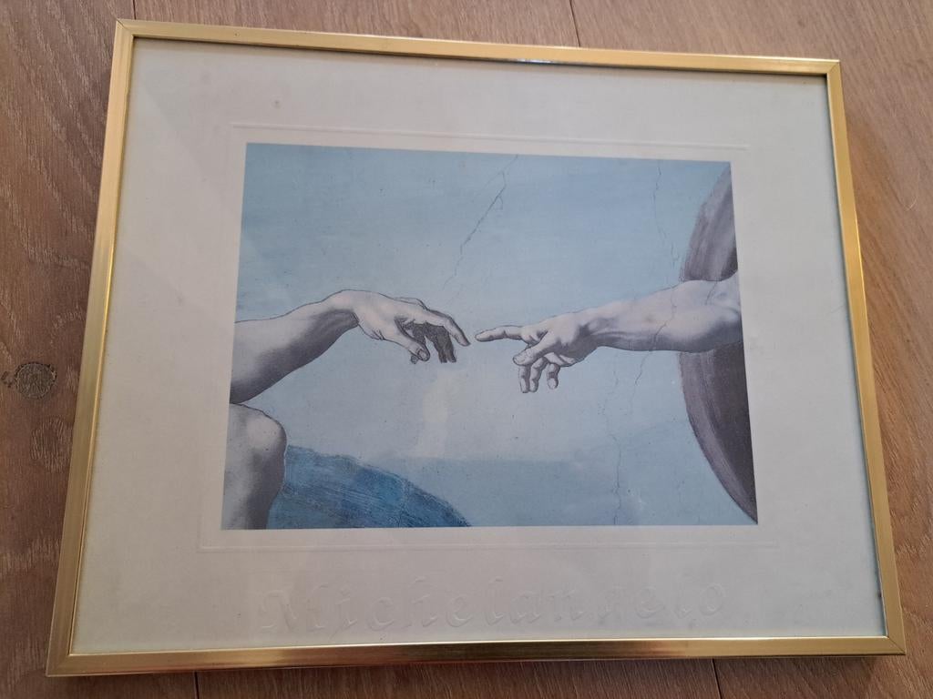 De Schepping van Adam ingelijst, Antiek en Kunst, Ophalen of Verzenden