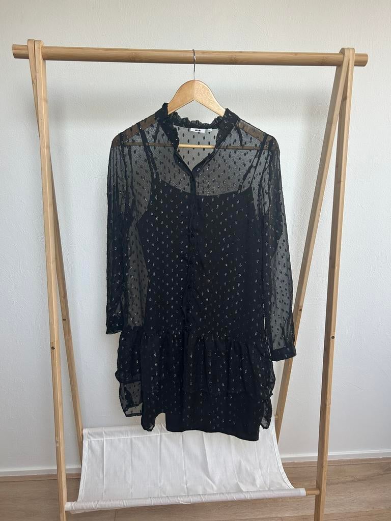 19- WE Fashion feestelijk jurkje met kant, Maat 38/40 (M), -, Zwart, -