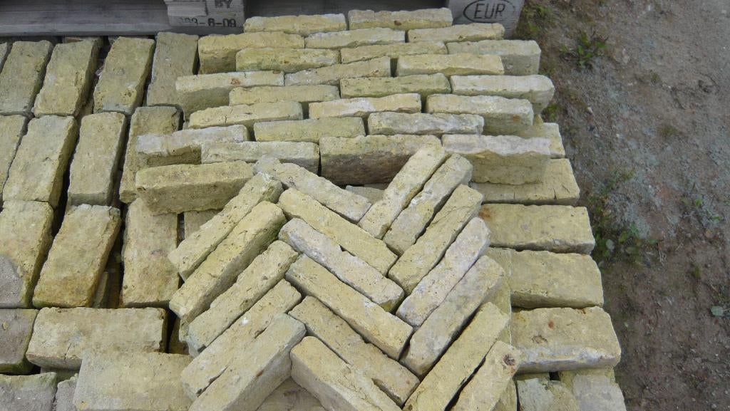 1000m2 antieke straat klinker geeltjes  op voorraad., Tuin en Terras, Tegels en Klinkers, Ophalen, Overige materialen, Gebruikt