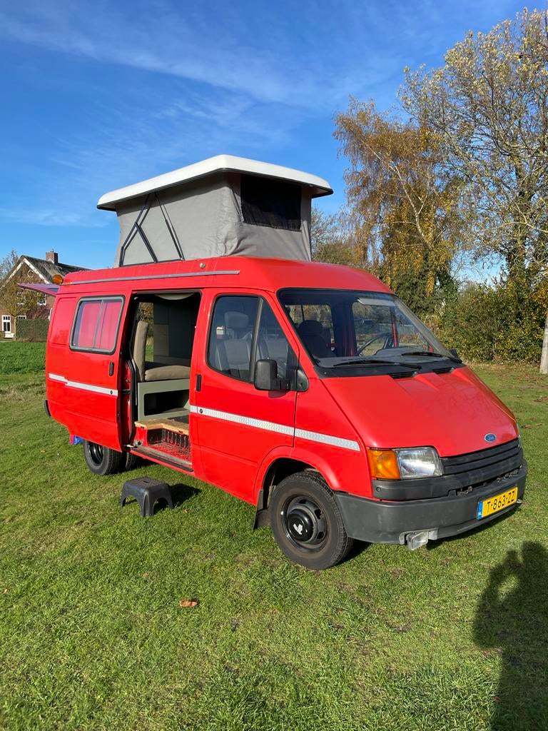 Ford Transit Brandweer Buscamper Benzine alle millieuzones, Caravans en Kamperen, Winterisolatie, Tot en met 2, Handgeschakeld