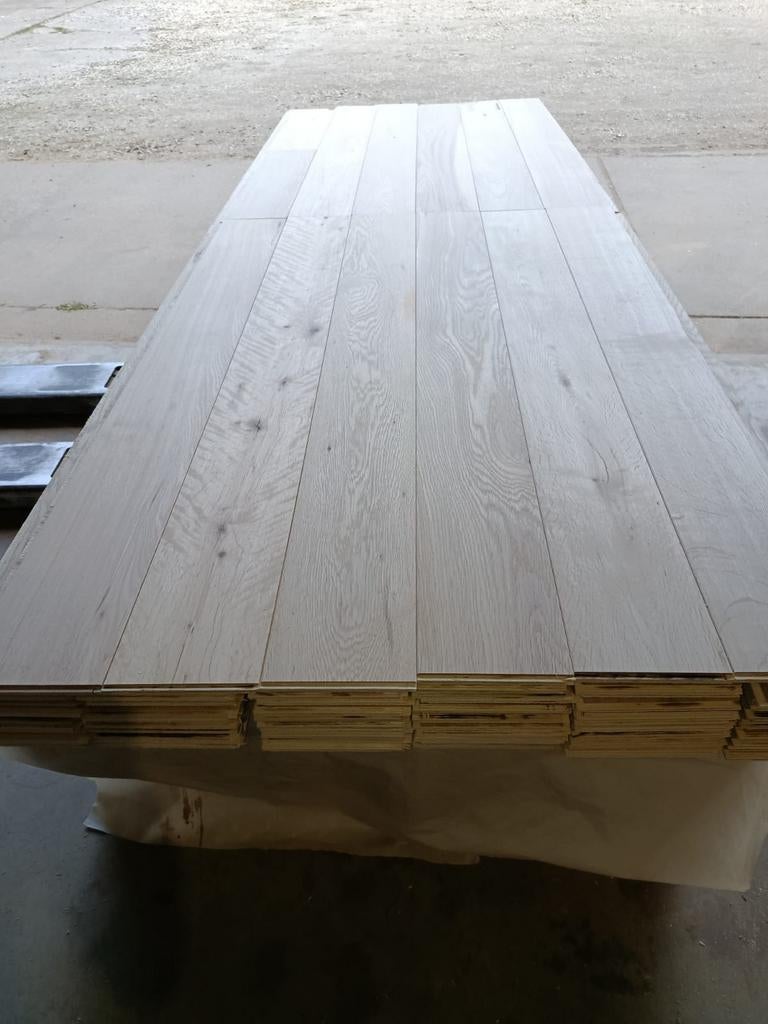 60M2 eiken duo-parket vloerdelen #VERNIEUWD#, Gebruikt, 10 m² of meer, 10 tot 30 cm, Hout