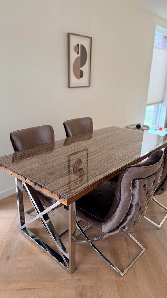 Eettafel met 4 stoelen, Ophalen, Richmond, 50 tot 100 cm, 150 tot 200 cm