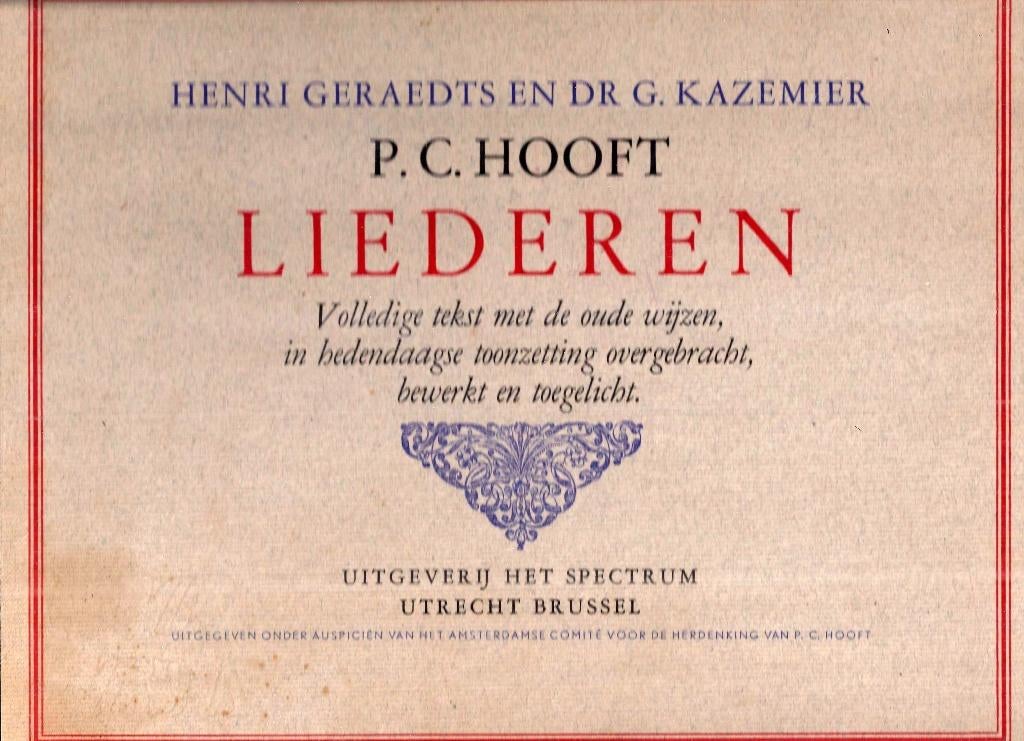 Bo2 bladmuziek pc hooft liederen van henri geraedts, Ophalen of Verzenden, Gebruikt, Artiest of Componist, Populair