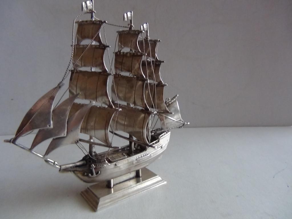 Miniatuur zilver FDF10 groot zeilschip zilveren miniaturen, Verzenden, Zilver