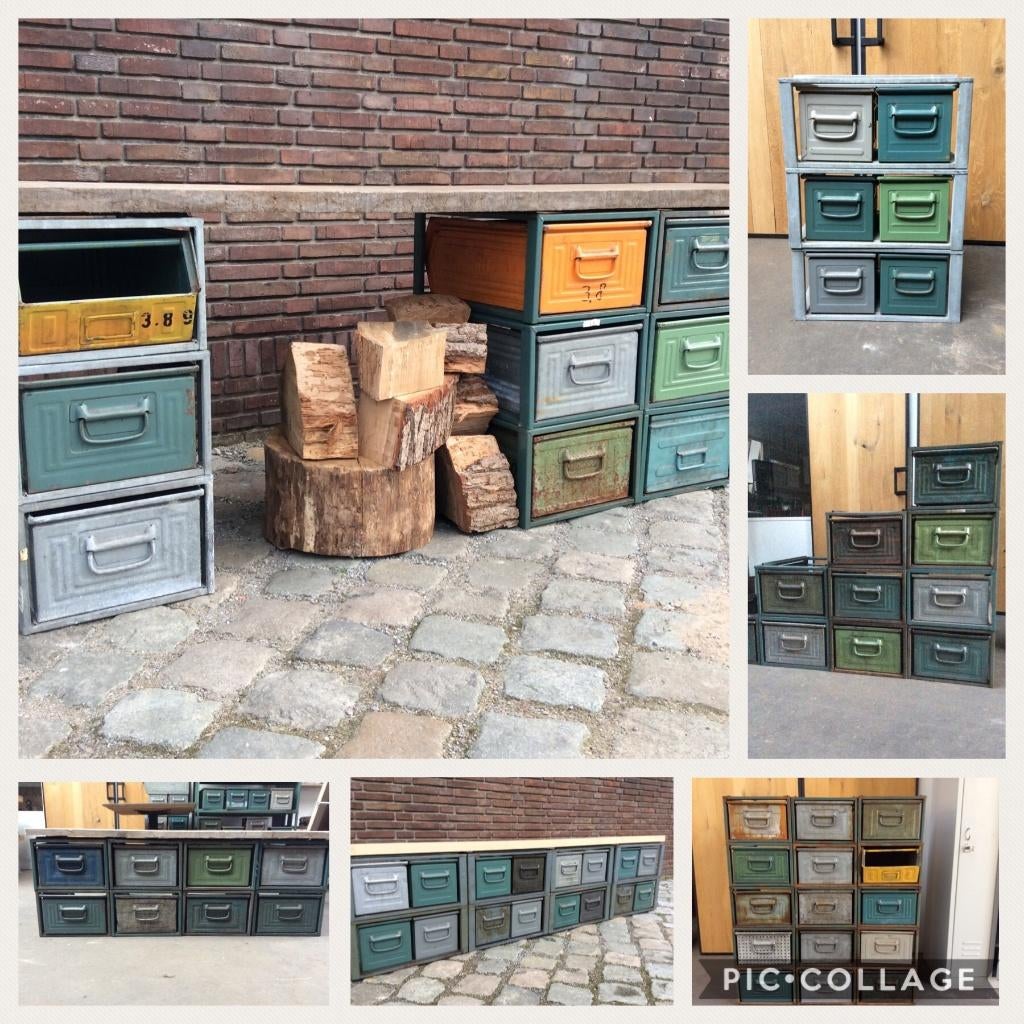 Modulaire KASTEN TV-kast Fabriekskast Dressoir Kast SALE, Gebruikt, Ophalen of Verzenden, Minder dan 100 cm, Metaal