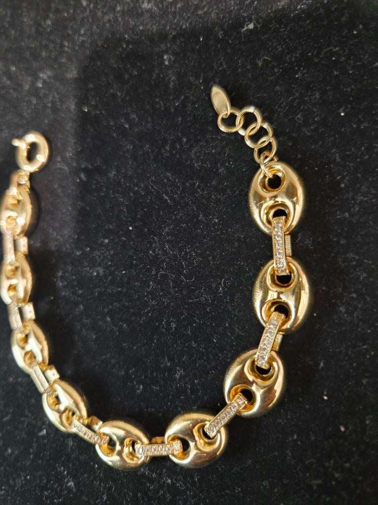 14 k gouden koffieboon schakel armband 20,5 gram, Ophalen of Verzenden, Nieuw, Goud, Goud