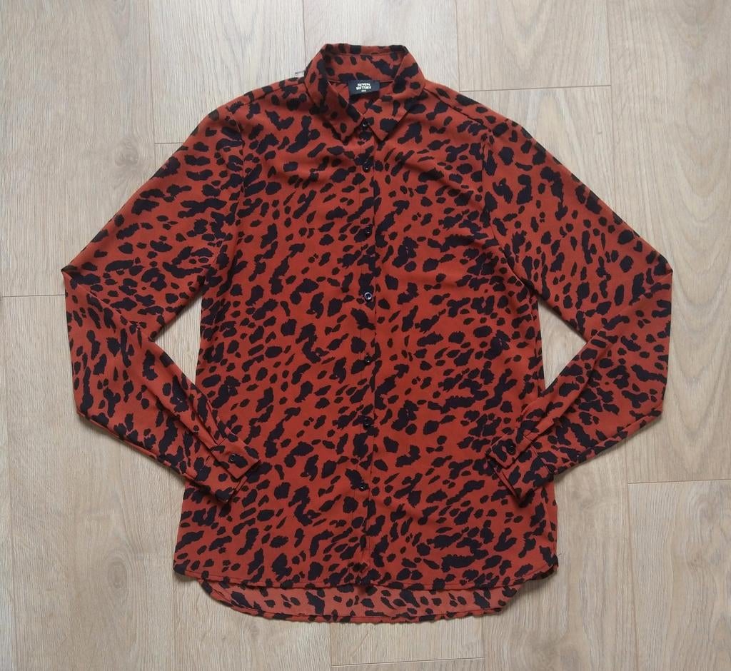 Seven Sisters luipaardprint shirt maat xxs, Seven Sisters, On-line, Zwart, Zo goed als nieuw