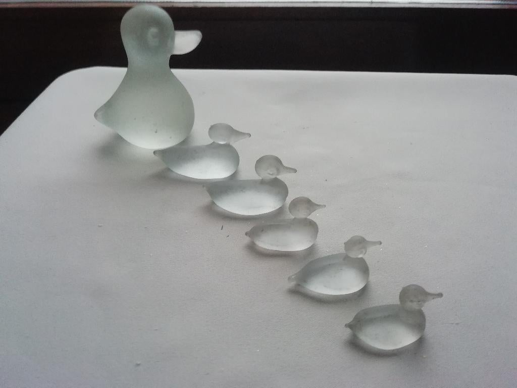 gesatineerd glazen eendjes verzameling, Antiek en Kunst, Antiek | Glas en Kristal, Ophalen of Verzenden