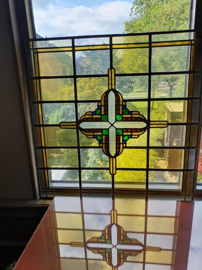 Schitterend mooi en kleurig Glas in lood paneel (2.16), Ophalen