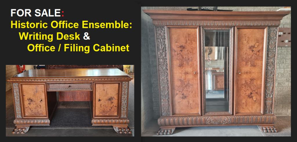 Historic office ensemble: writing desk & cabinet, Ophalen