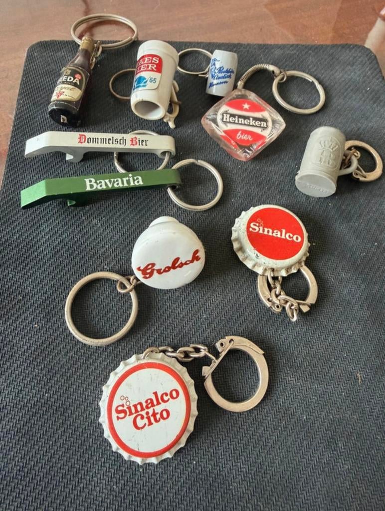 Vintage bier sleutelhangers set van 10- Heineken Bavaria e.a, Verzenden, Zo goed als nieuw