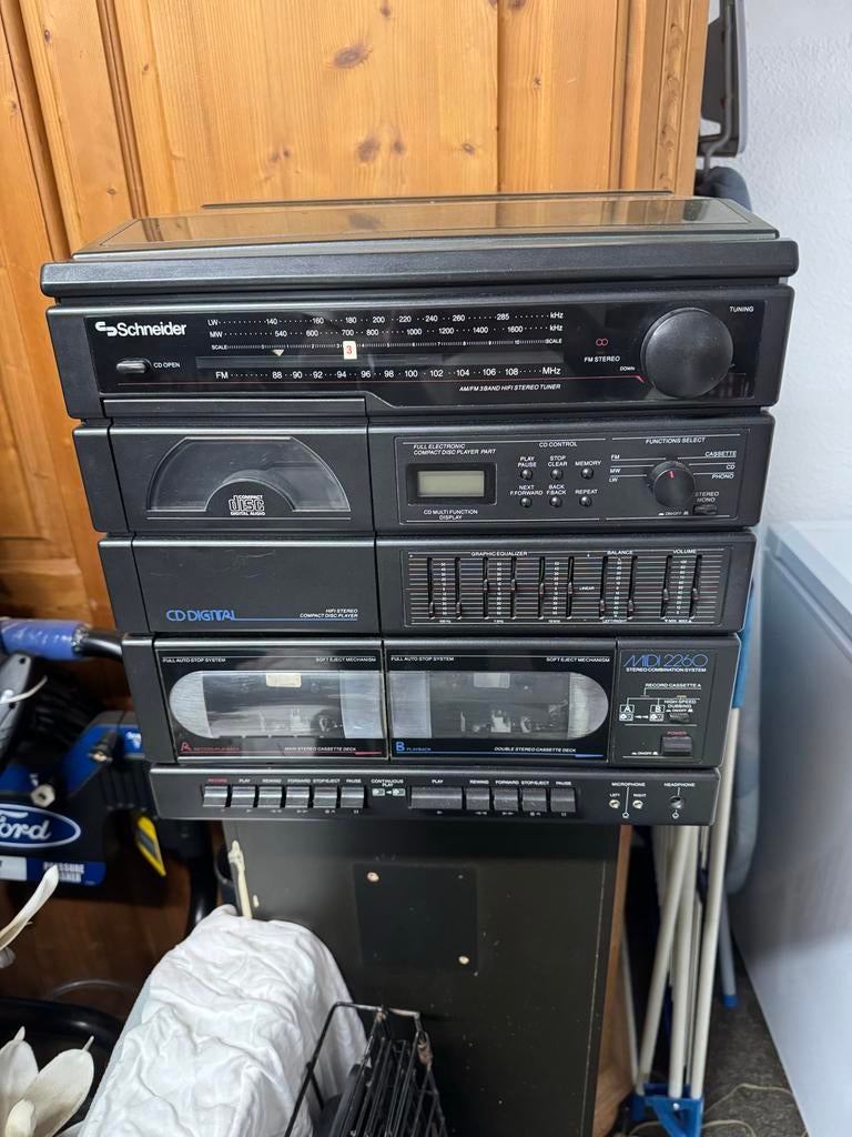 Sneider Muziektoren met Platenspeler, CD, Dubbel Cassettedec, Ophalen, Gebruikt, Cassettedeck, Overige merken