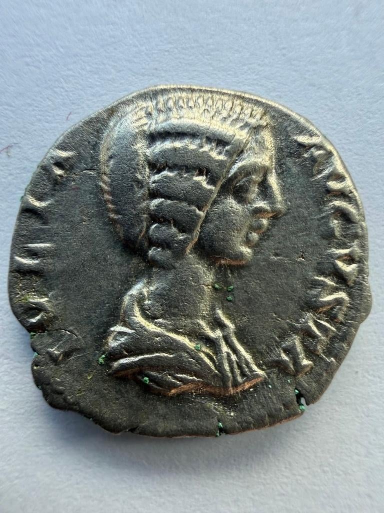 antieke Romeinse zilveren munt Julia Domna, Ophalen of Verzenden, Overige landen, Losse munt, Zilver