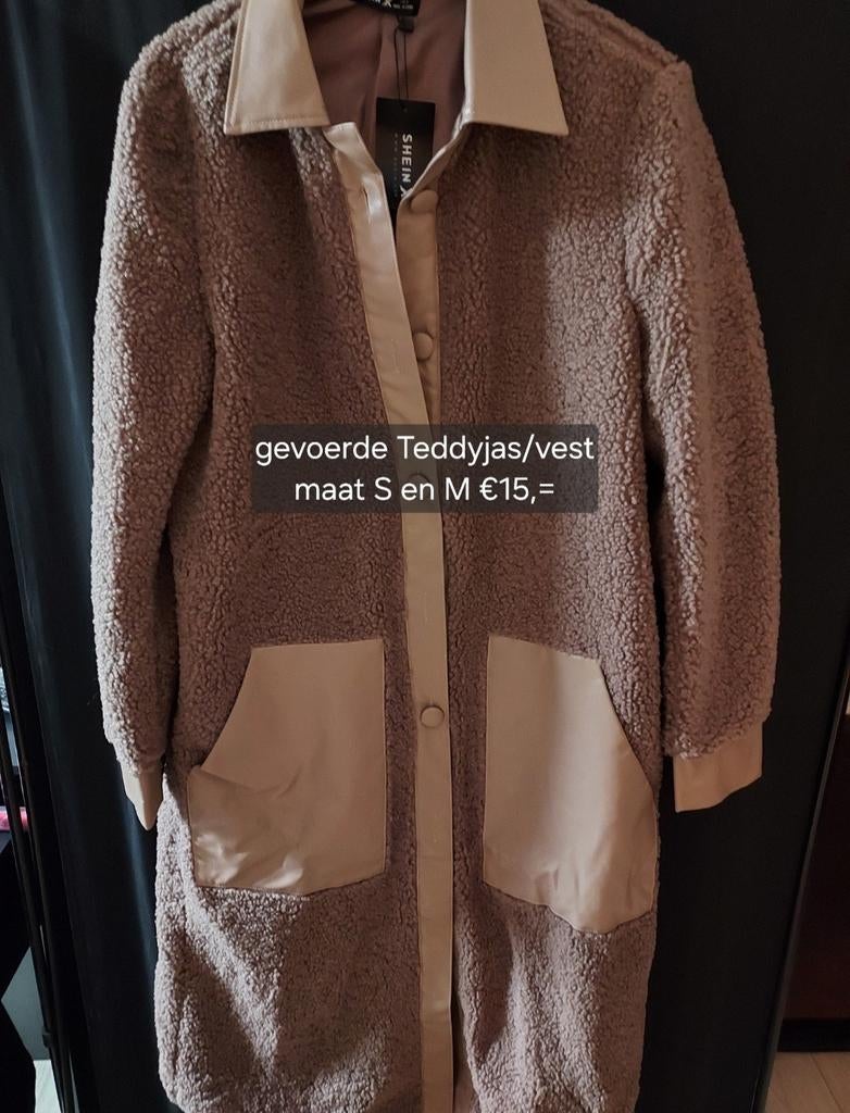 Gevoerde Teddyjas/vest camel met look/leder accenten, Shein, Ophalen of Verzenden, Nieuw, Bruin