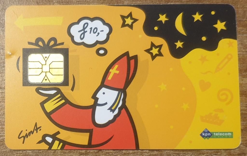 Telefoonkaart Sinterklaas geel gebruikt, Ophalen of Verzenden, Nederland