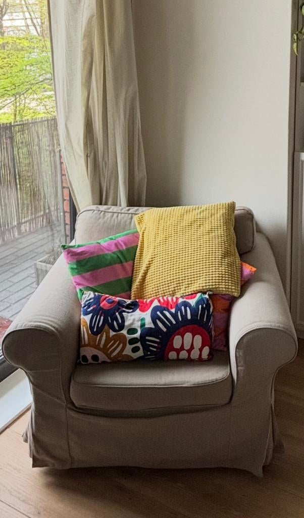 Fauteuil Ektorp Beige, Ophalen, Eenpersoons, 75 tot 100 cm, Zo goed als nieuw