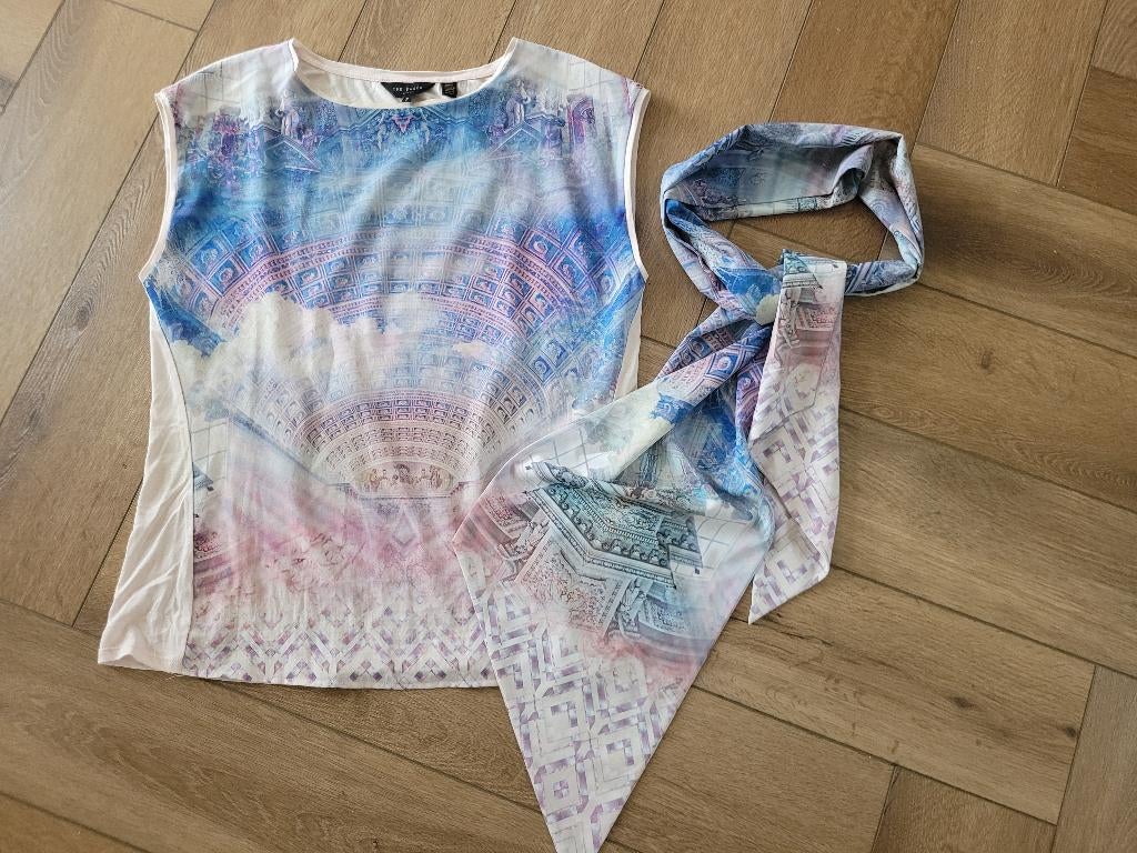 Super leuke top van Ted Baker met sjaal, maat 3=M, Maat 38/40 (M), Overige kleuren, Ophalen of Verzenden, Zo goed als nieuw