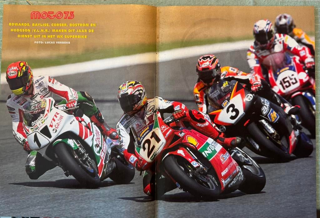 Poster 2001 Edwards op Honda VTR1000 SP-2 superbike, Verzamelen, Verzenden, Motoren