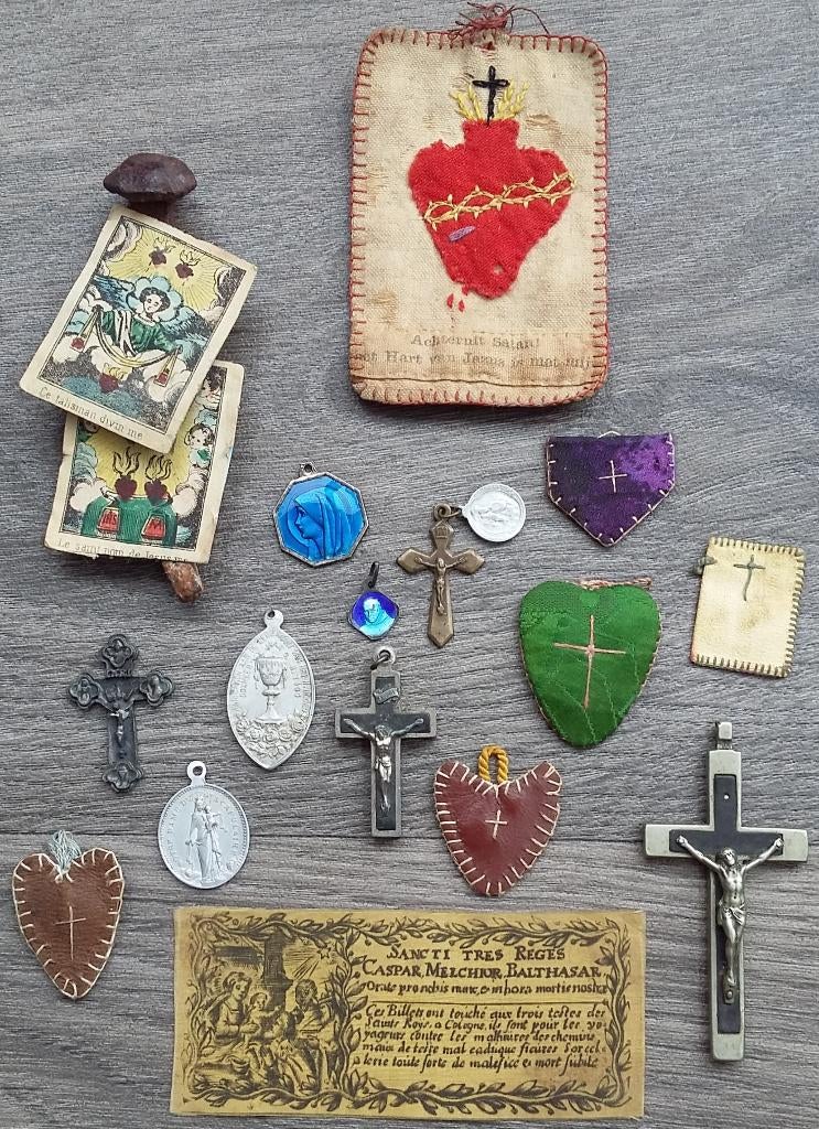 Om 1800 -1950 Relikwie Reliek Heilige Nagel Hanger Scapulier