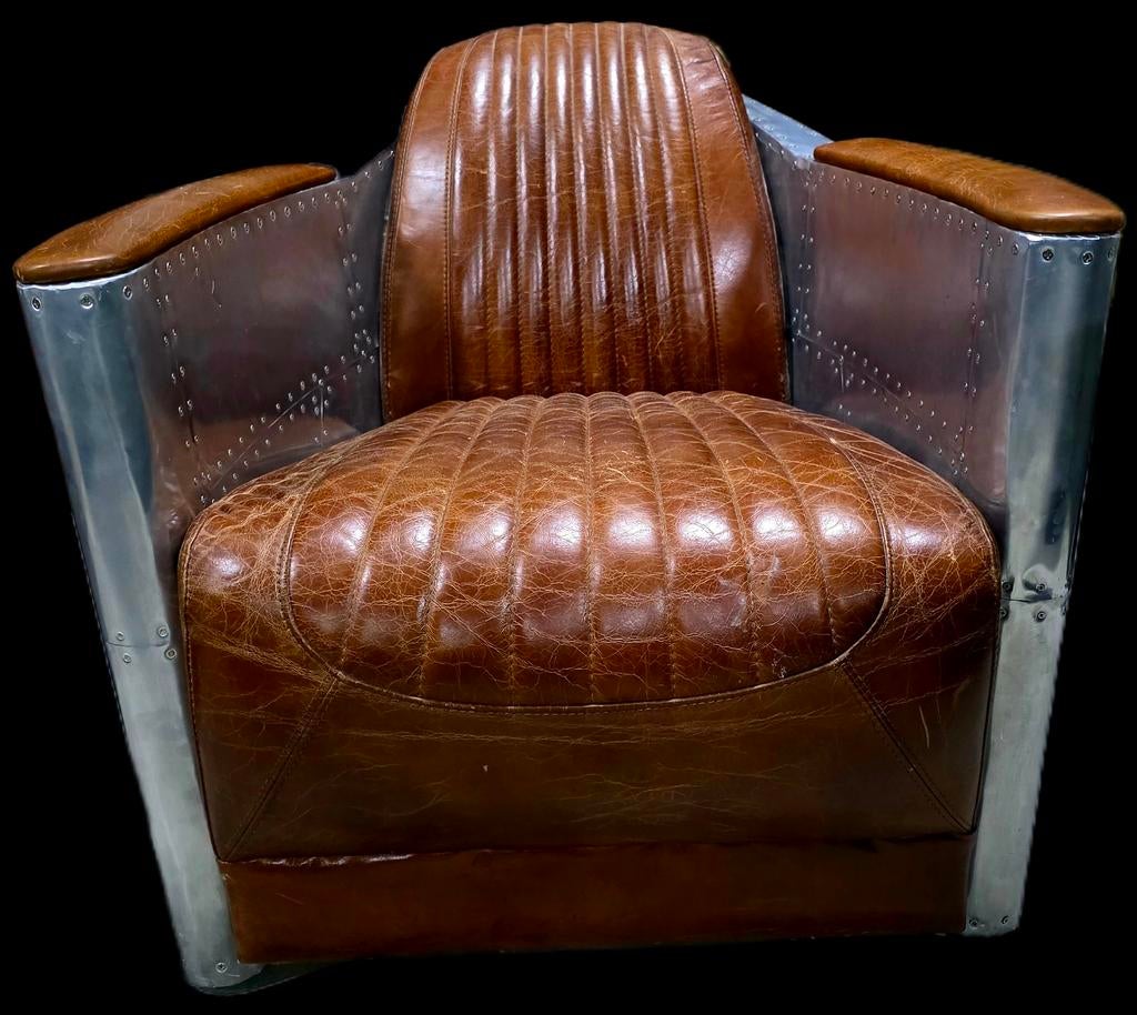 Aviator Fauteuil Vintage Leer - GRATIS BEZORGING