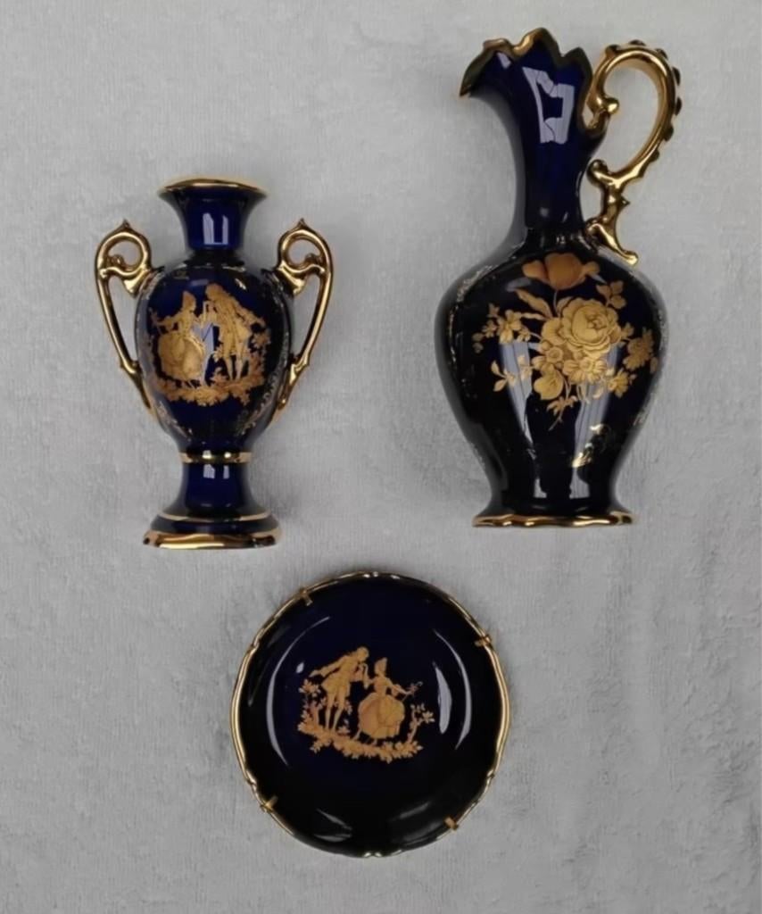 Servies Fragonard Limoges blue cobalt +22 K gold, Ophalen