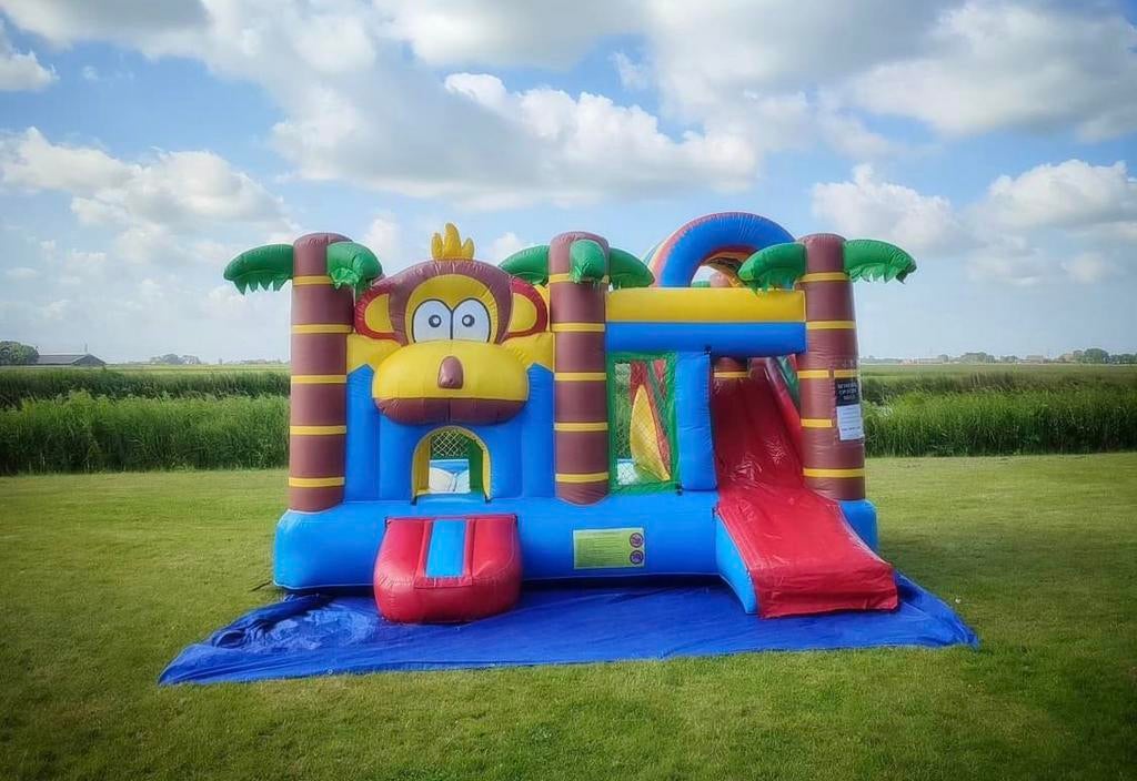 Te huur: multiplay springkussen aap, Hobby en Vrije tijd, Feestartikelen | Verhuur, Zo goed als nieuw, Overige, Ophalen