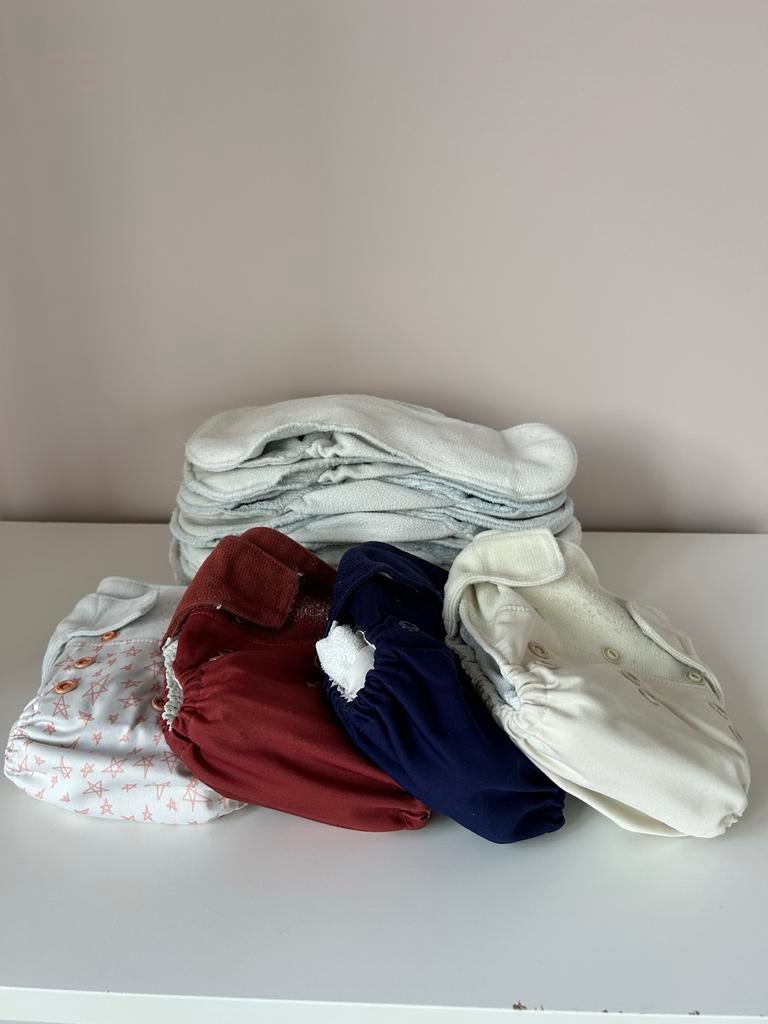 GroVia wasbare luiers (4 stuks) met 10 extra inleggers, Ophalen of Verzenden, Gebruikt