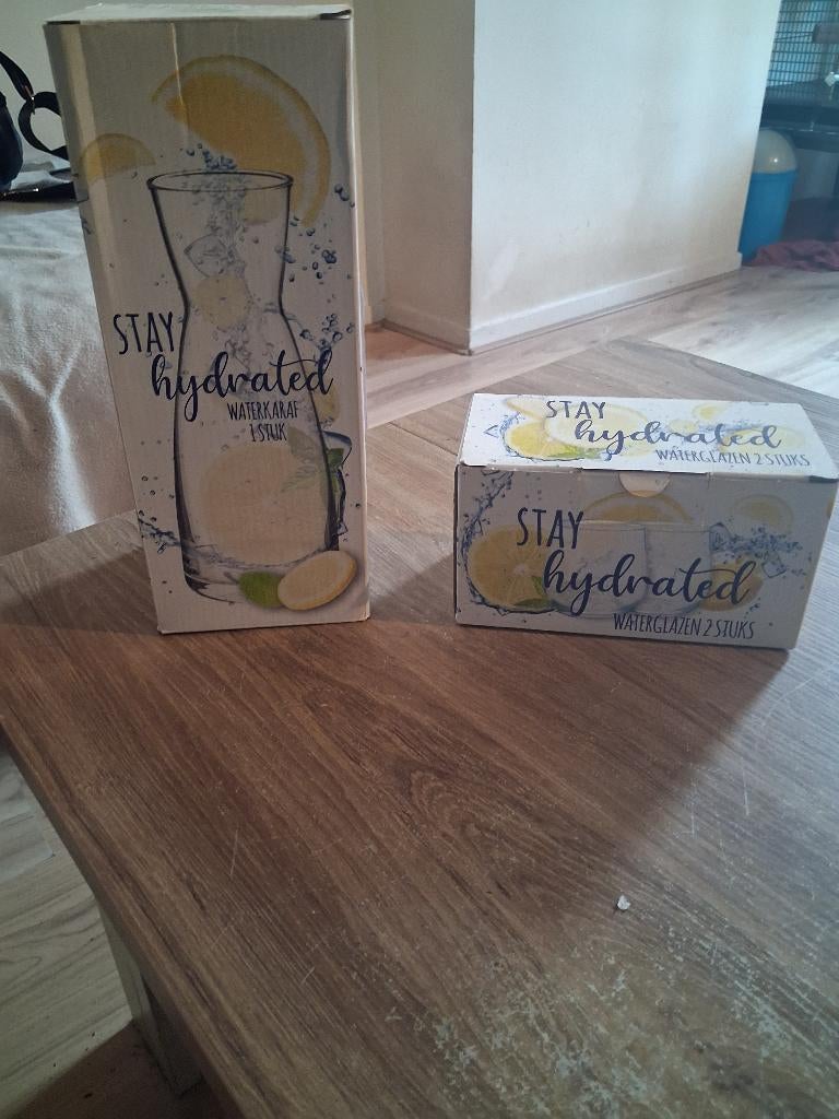 Waterkaraf  met glasen, Ophalen, Nieuw, Glas, Overige stijlen