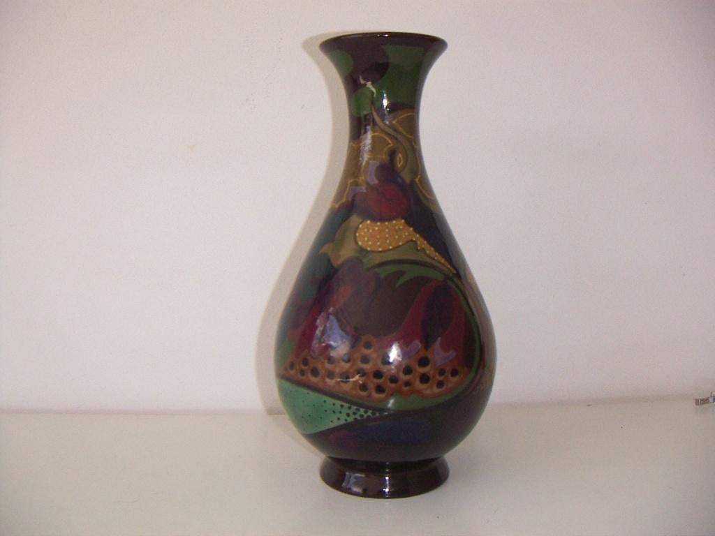 Zuid Holland Gouda plateel keramiek vaas jr.1919. Florack., Ophalen of Verzenden