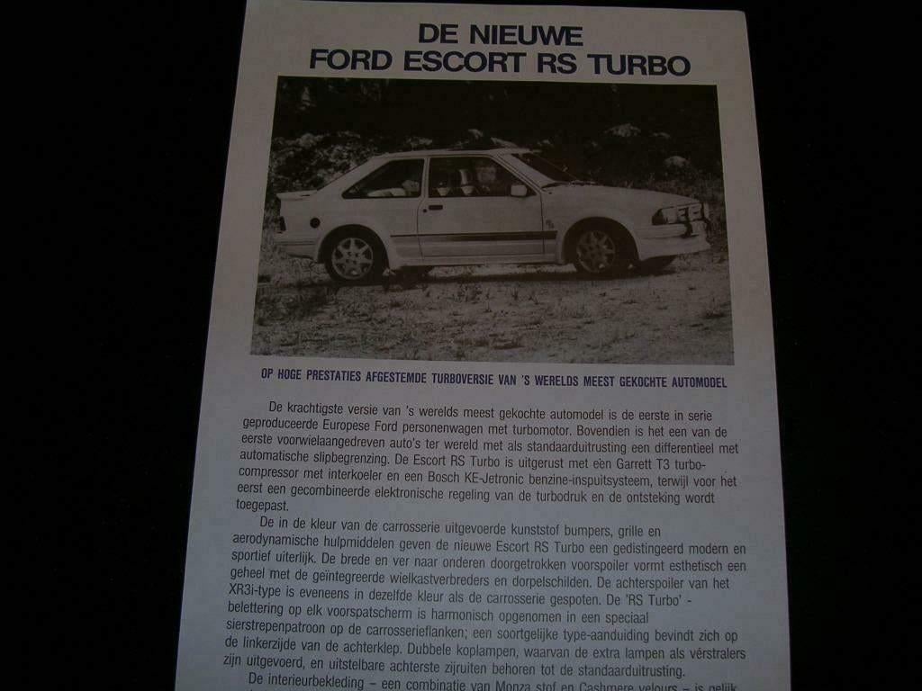 FORD ESCORT MK 3  RS TURBO 1985, Boeken, Ford, Ophalen of Verzenden, Gelezen, Rallye sport