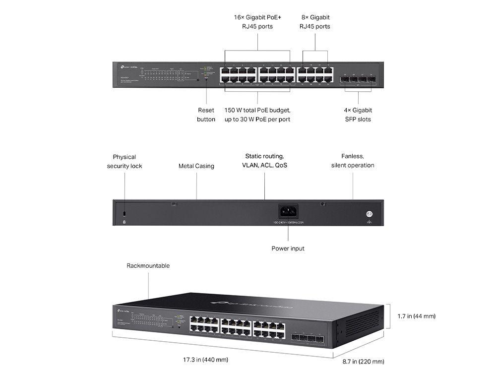TP-Link SG2428P Managed Gigabit PoE+ Switch, Computers en Software, Netwerk switches, Ophalen, Gebruikt