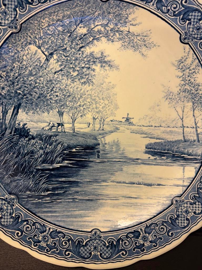 Antiek Delfts Blauw Wandbord - Royal Sphinx Boch, Ophalen