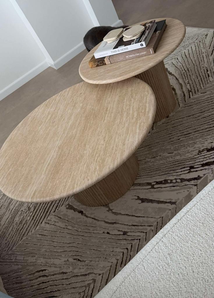 Marmeren salontafels (japandi stijl), Huis en Inrichting, Tafels | Salontafels, Ophalen, Rond, 200 cm of meer, 50 tot 100 cm