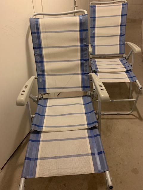 2 Dukdalf stoelen met voetenbank, Ophalen of Verzenden, Gebruikt, Campingstoel