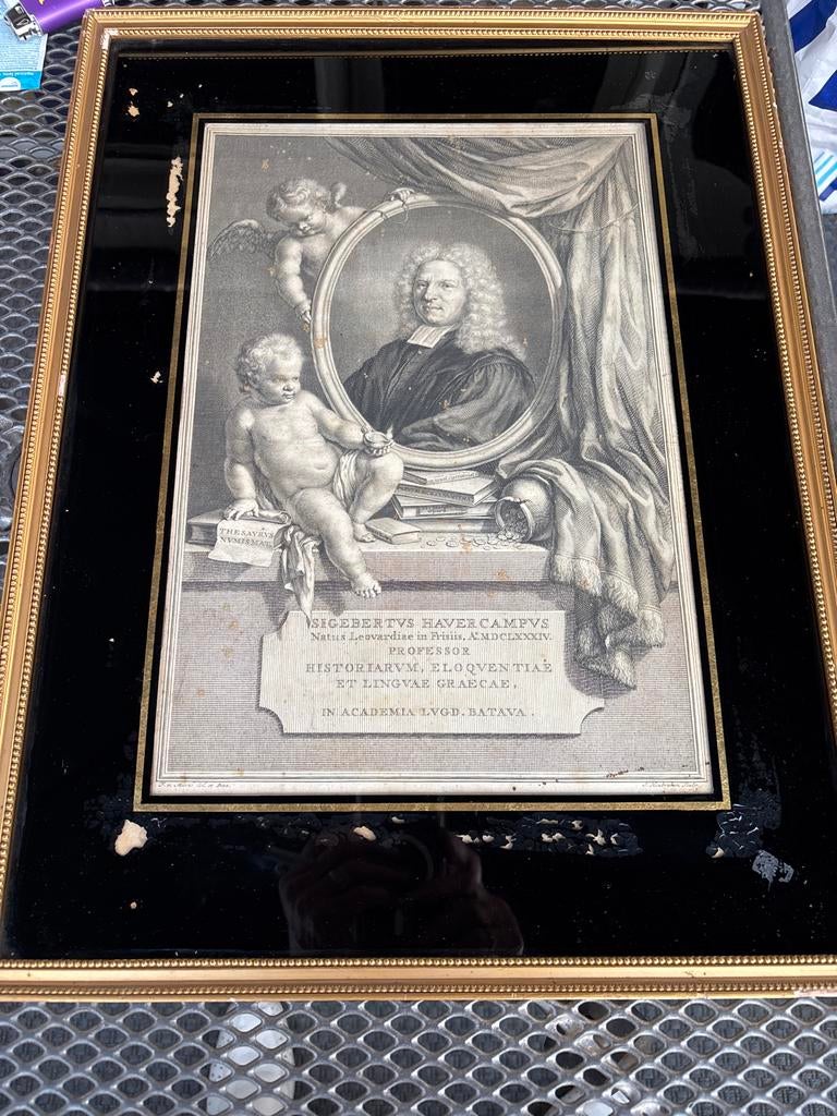 Prent SIGEBERTVS HAVERCAMPVS, Antiek en Kunst, Ophalen, Met tekst, Portret, Gravure
