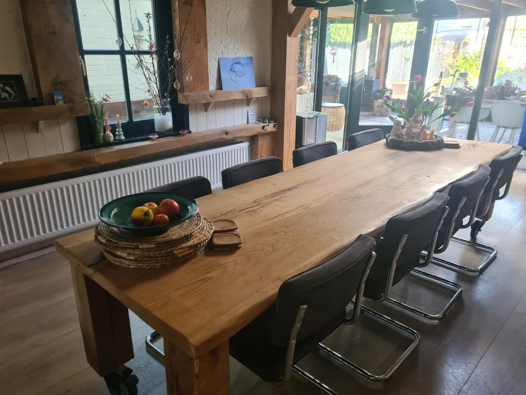 8 grijze eetkamerstoelen, Ophalen, Gebruikt, Industrieel, 8 stoelen of meer