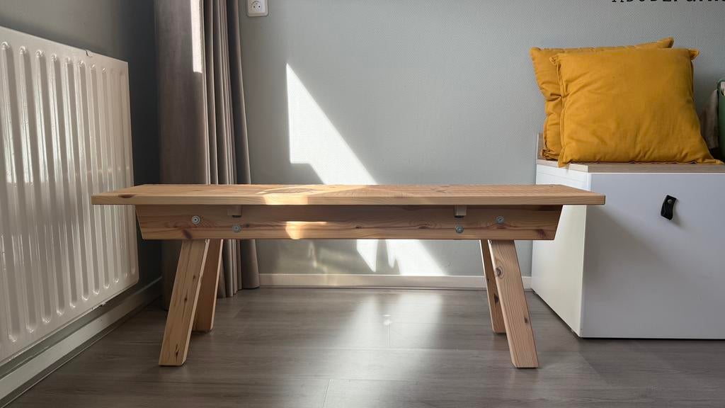 Houten bankje Ikea hele goede staat, Ophalen, Zo goed als nieuw, Rechthoekig, 125 cm of meer