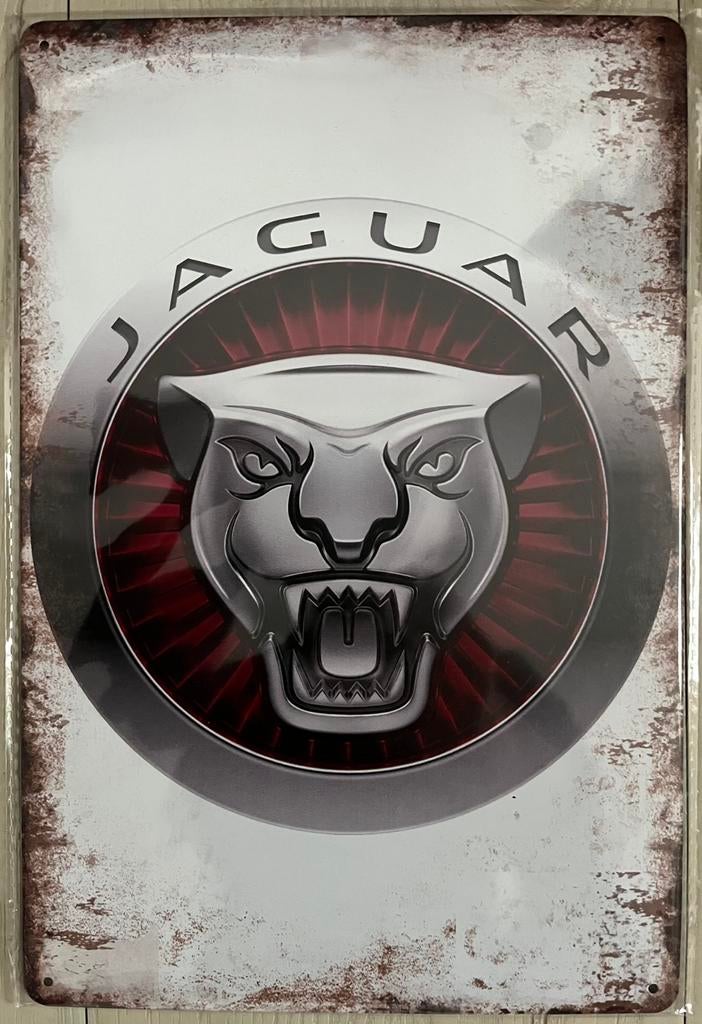 Jaguar automerk metalen wandbord 20x30 cm, Ophalen of Verzenden, Zo goed als nieuw, Reclamebord