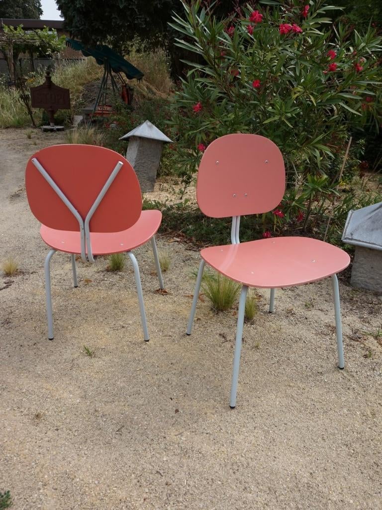 Set van 2 roze vintage stoelen Auping Wim Rietveld, jaren 60, Ophalen, Gebruikt, Twee, Overige kleuren