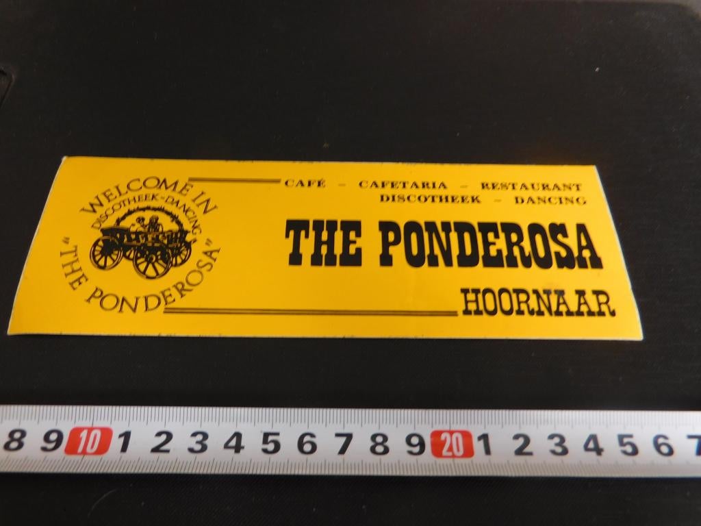 sticker Hoornaar THE PONDEROSA cafe cafetaria Discotheek, Verzamelen, Ophalen, Zo goed als nieuw
