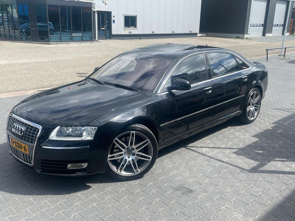 Audi A8 4.2 257KW Quattro Lang AUT 2008 Zwart, Automaat, 8 cilinders, Zwart, Bruin