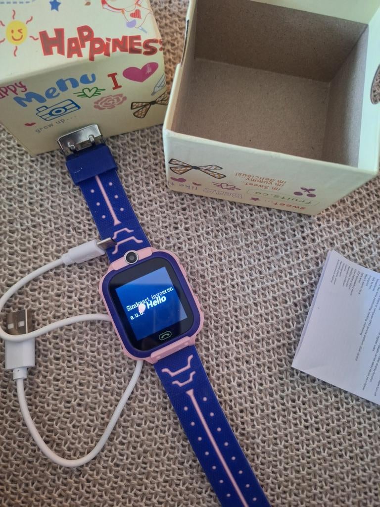 Kinder Smartwatch - Paars/Roze, Sieraden, Tassen en Uiterlijk, Horloges | Kinderen, Ophalen of Verzenden, Nieuw, Paars, Jongen of Meisje