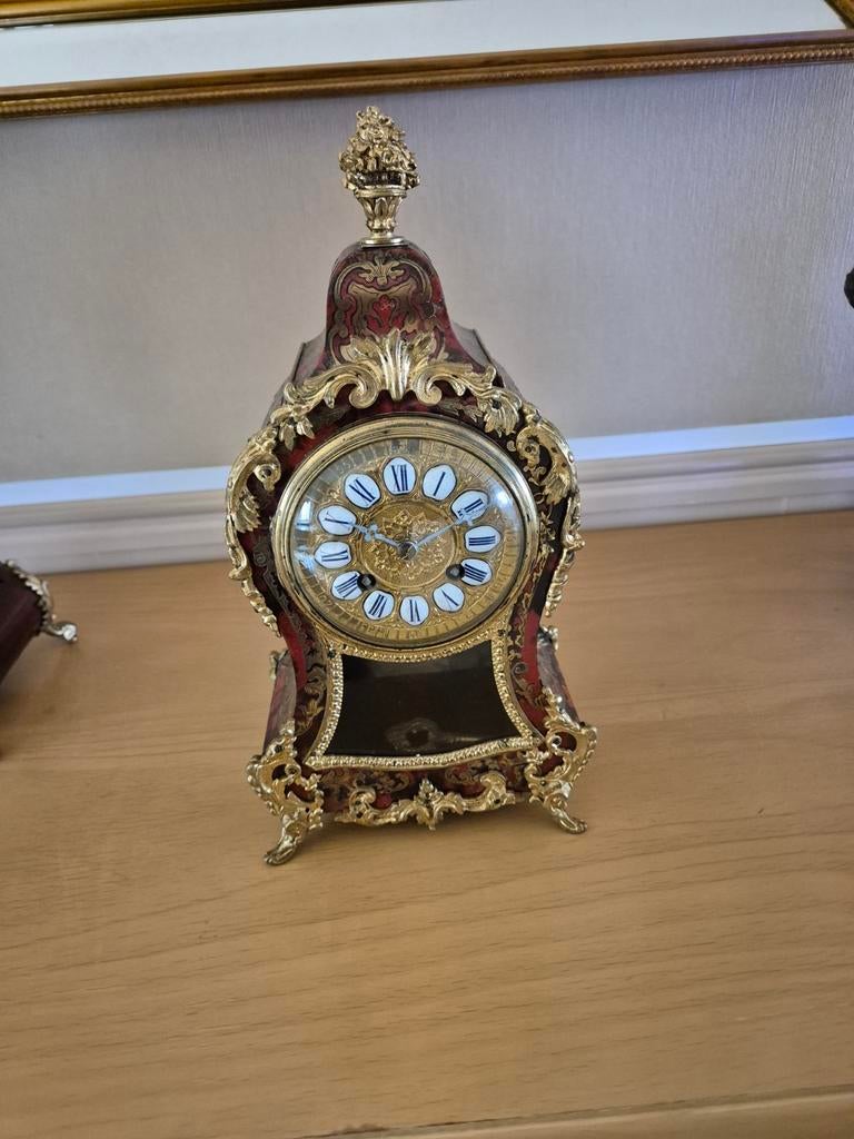 Antieke Boulle Klok, 1860-1870, Antiek en Kunst, Ophalen of Verzenden