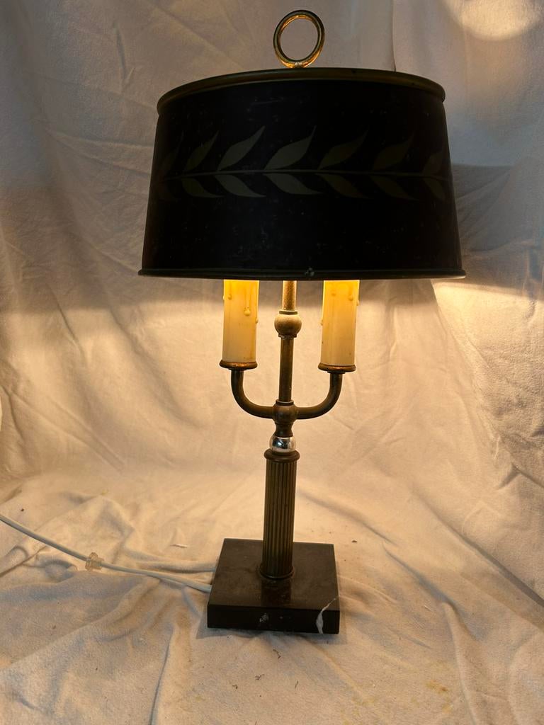 Prachtige Vintage Bouillotte Lamp – Messing & Marmer – 44 cm, Ophalen of Verzenden