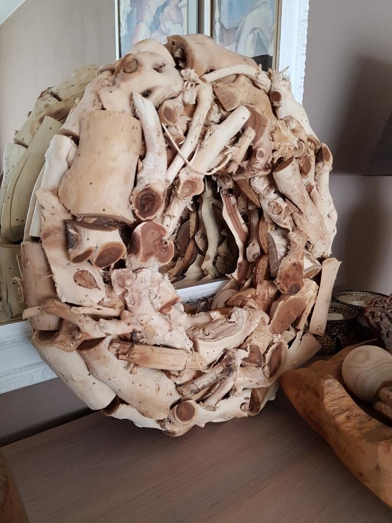 Houten Krans Decoratie, Huis en Inrichting, Woonaccessoires | Kransen, Ophalen of Verzenden, Zo goed als nieuw