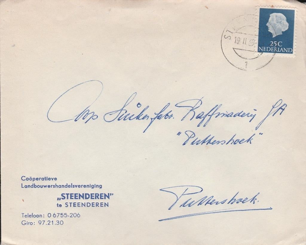 STEENDEREN 1969 Coop. Landbouwershandelsver. STEENDEREN, Verzamelen, Ophalen of Verzenden, 1960 tot 1980, Gelopen, Gelderland