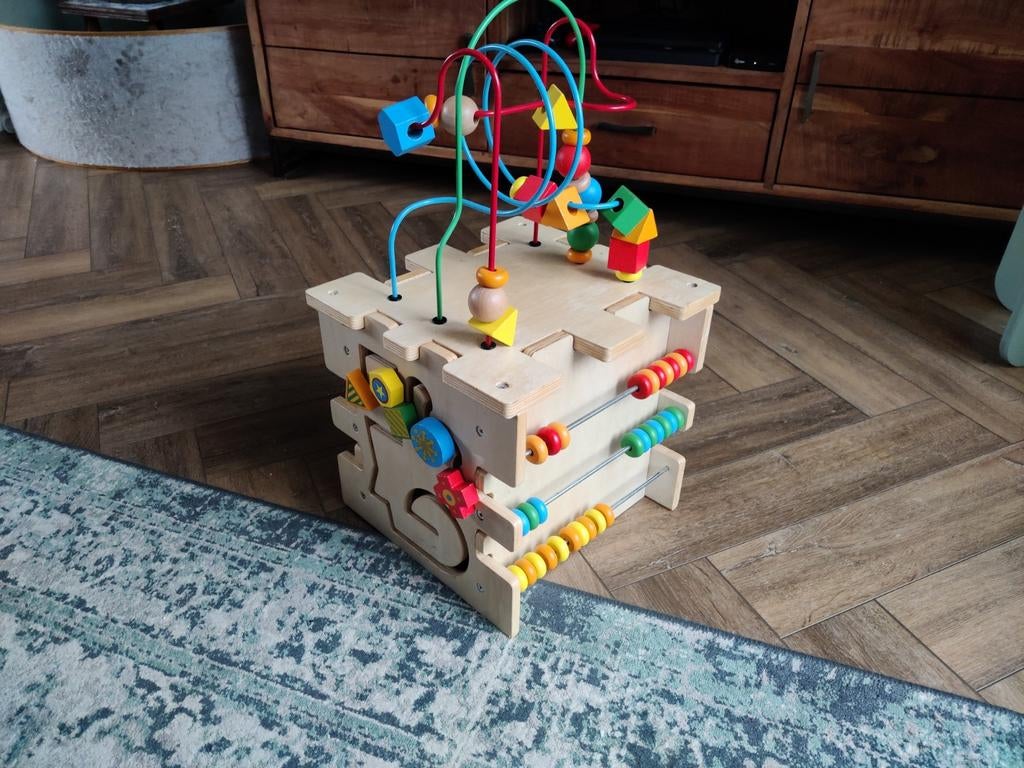 Houten Multi Speelgoed Box, Kinderen en Baby's, Speelgoed | Babyspeelgoed, Ophalen, Zo goed als nieuw, Overige typen, Met wieltjes