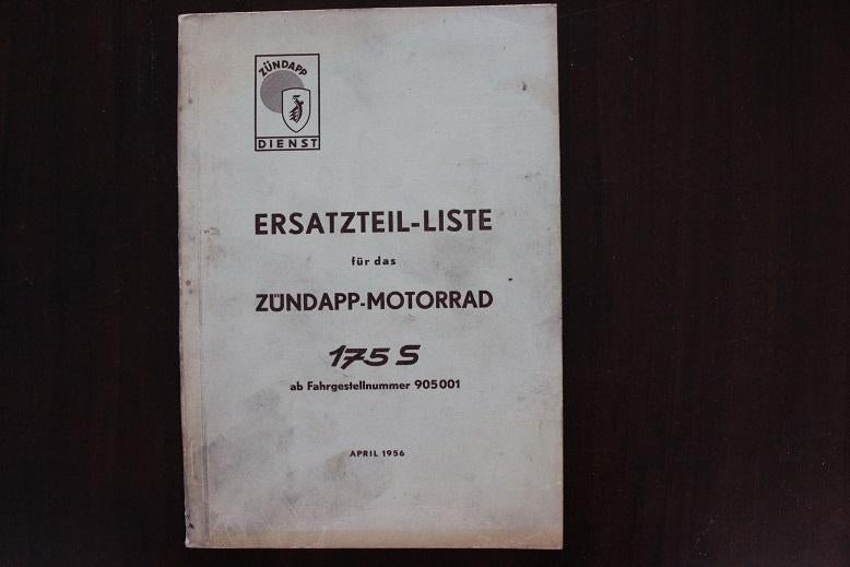 Zündapp 175 S 1956 motorrad ersatzteil liste onderdelen boek, Ophalen of Verzenden, Overige merken