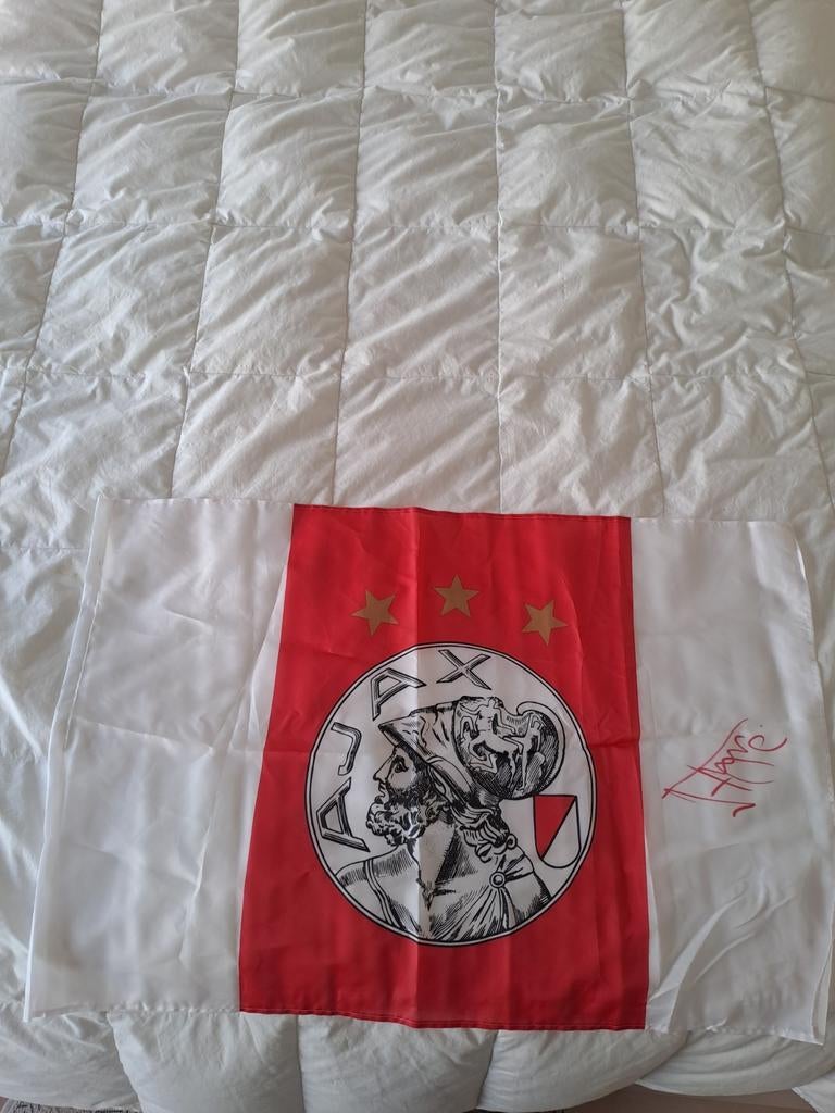 Ajax vlag oude logo met handtekening, Verzamelen, Ophalen of Verzenden, Ajax, Overige typen