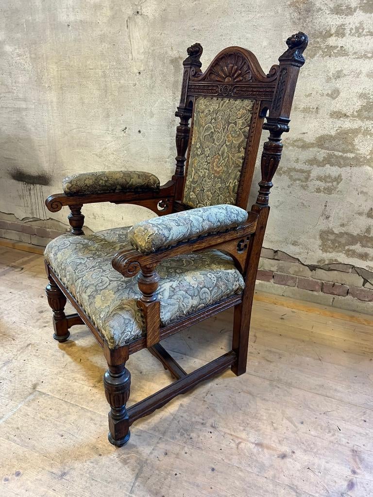 Eiken Fauteuils / Oude houten Stoelen / Vintage & Brocante, Huis en Inrichting, Fauteuils, Overige materialen, Gebruikt, Ophalen of Verzenden